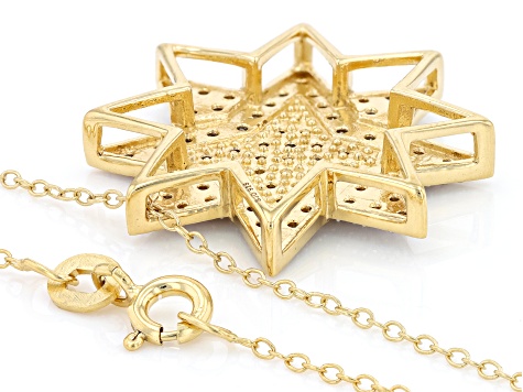 White Diamond 14k Yellow Gold Over Sterling Silver Star Cluster Pendant With Chain 0.50ctw