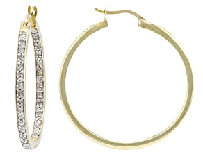 White Diamond 14k Yellow Gold Over Sterling Silver Inside-Out Hoop Earrings 0.50ctw