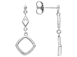 White Diamond Rhodium Over Sterling Silver Dangle Earrings 0.10ctw
