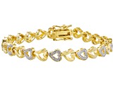 White Diamond Accent 14k Yellow Gold Over Sterling Silver Heart Tennis Bracelet