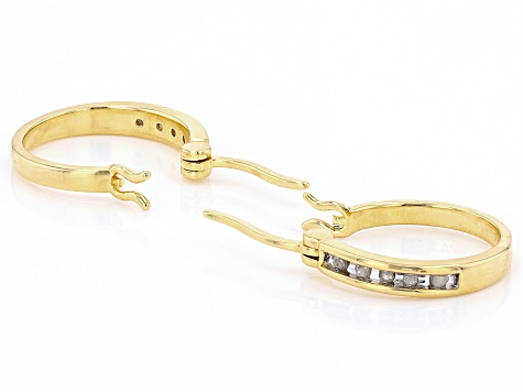 White Diamond 14k Yellow Gold Over Sterling Silver Set of 2 Hoop Earrings 0.25ctw