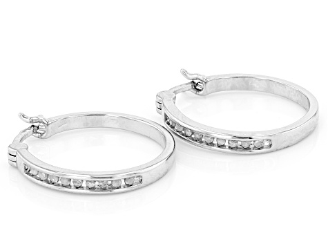 White Diamond Platinum Over Sterling Silver Set of 2 Hoop Earrings 0.25ctw