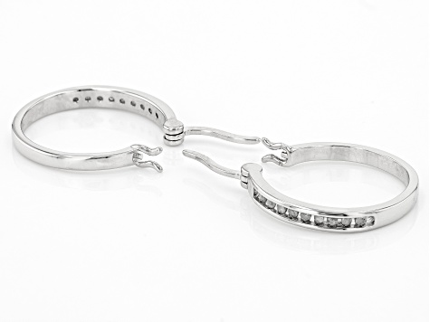 White Diamond Platinum Over Sterling Silver Set of 2 Hoop Earrings 0.25ctw