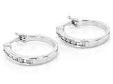 White Diamond Platinum Over Sterling Silver Set of 2 Hoop Earrings 0.25ctw