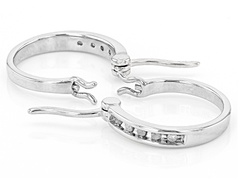 White Diamond Platinum Over Sterling Silver Set of 2 Hoop Earrings 0.25ctw