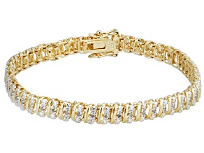 White Diamond 14k Yellow Gold Over Sterling Silver Tennis Bracelet 0.50ctw