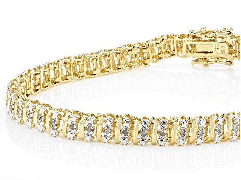 White Diamond 14k Yellow Gold Over Sterling Silver Tennis Bracelet 0.50ctw