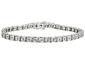 White Diamond Rhodium Over Sterling Silver Square Tennis Bracelet 0.50ctw