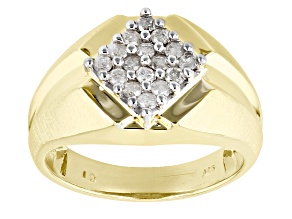 White Diamond 14k Yellow Gold Over Sterling Silver Mens Cluster Ring 0.50ctw