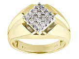 White Diamond 14k Yellow Gold Over Sterling Silver Mens Cluster Ring 0.50ctw