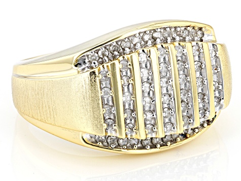 White Diamond 14k Yellow Gold Over Sterling Silver Mens Ring 0.50ctw