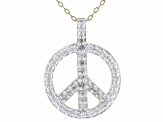 White Diamond 14k Yellow Gold Over Sterling Silver Peace Sign Pendant With Chain 0.20ctw