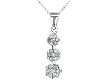 Picture of White Diamond 10k White Gold Cluster Pendant With Chain 0.50ctw