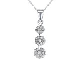 White Diamond 10k White Gold Cluster Pendant With Chain 0.50ctw