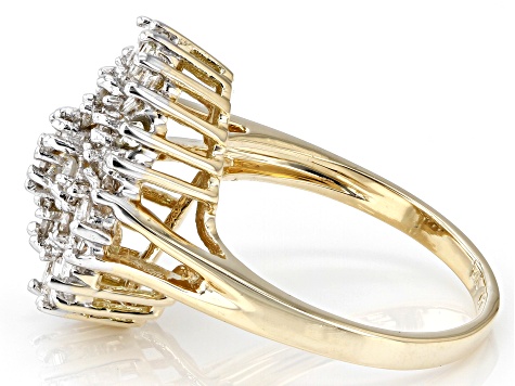 White Diamond 14k Yellow Gold Cluster Ring 1.00ctw