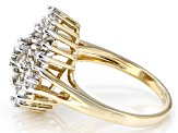 White Diamond 14k Yellow Gold Cluster Ring 1.00ctw