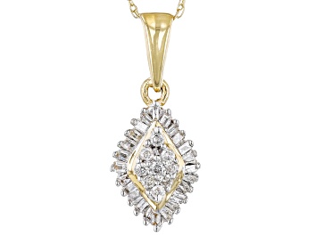 Picture of White Diamond 14k Yellow Gold Cluster Pendant With Chain 0.20ctw