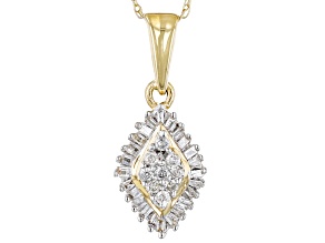 White Diamond 14k Yellow Gold Cluster Pendant With Chain 0.20ctw