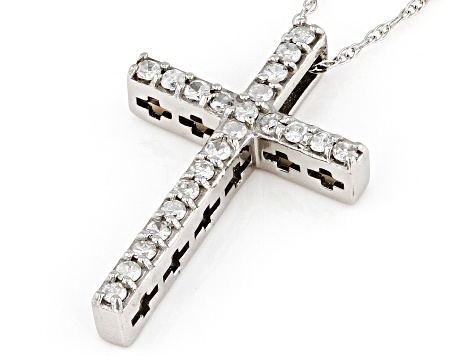 White Diamond 10k White Gold Cross Pendant With Chain 0.20ctw