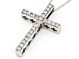 White Diamond 10k White Gold Cross Pendant With Chain 0.20ctw