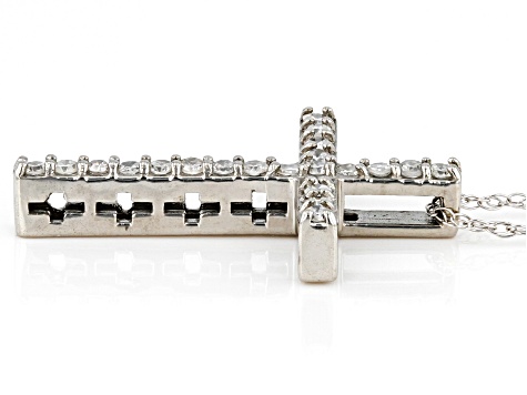 White Diamond 10k White Gold Cross Pendant With Chain 0.20ctw