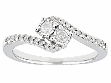 Picture of White Diamond Rhodium Over Sterling Silver Two-Stone Ring 0.25ctw