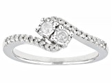 White Diamond Rhodium Over Sterling Silver Two-Stone Ring 0.25ctw