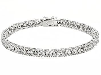 Picture of White Diamond Rhodium Over Sterling Silver Tennis Bracelet 0.50ctw