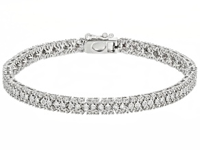 White Diamond Rhodium Over Sterling Silver Tennis Bracelet 0.50ctw