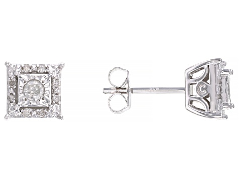 White Diamond Rhodium Over Sterling Silver Stud Earrings 0.25ctw