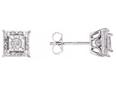 White Diamond Rhodium Over Sterling Silver Stud Earrings 0.25ctw