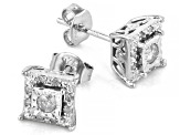 White Diamond Rhodium Over Sterling Silver Stud Earrings 0.25ctw