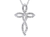 White Diamond Rhodium Over Sterling Silver Cross Slide Pendant With 18" Cable Chain 0.25ctw