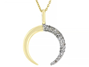 White Diamond Accent 14k Yellow Gold Crescent Moon Pendant With 20" Cable Chain