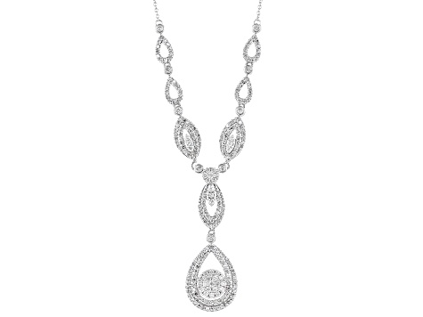 White Diamond 14k White Gold Drop Necklace 1.50ctw - DOE025 | JTV.com