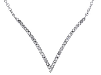 White Diamond 10k White Gold Chevron Necklace 0.15ctw