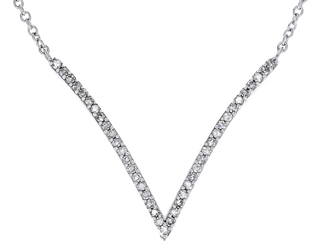 White Diamond 10k White Gold Chevron Necklace 0.15ctw - DOE026 | JTV.com
