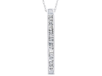 Picture of White Diamond 10k White Gold Slide Pendant With Rope Chain 0.15ctw
