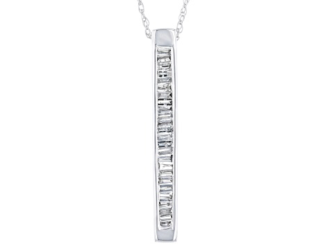 White Diamond 10k White Gold Slide Pendant With Rope Chain 0.15ctw