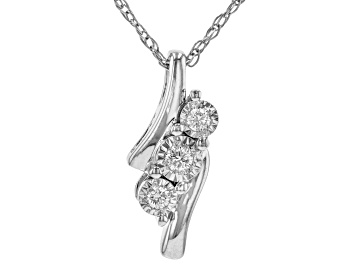 Picture of White Diamond 14k White Gold Slide Pendant With 18" Rope Chain 0.10ctw
