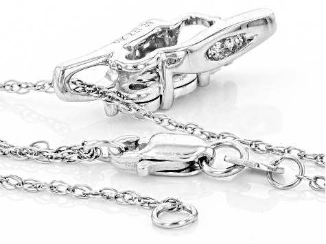 White Diamond 14k White Gold Slide Pendant With 18" Rope Chain 0.10ctw