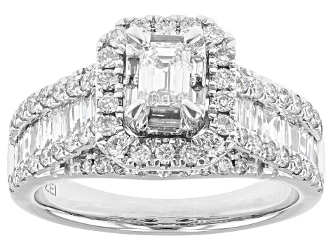 White Diamond 14k White Gold Halo Ring 1.50ctw