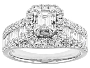 White Diamond 14k White Gold Halo Ring 1.50ctw