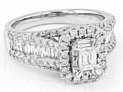 White Diamond 14k White Gold Halo Ring 1.50ctw