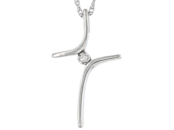 Picture of White Diamond Accent 10k White Gold Cross Slide Pendant With 18" Rope Chain