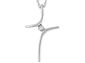 White Diamond Accent 10k White Gold Cross Slide Pendant With 18" Rope Chain