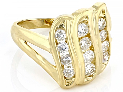 White Diamond 14k Yellow Gold Ring 0.85ctw