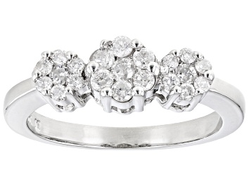 Picture of White Diamond 10k White Gold Cluster Ring 0.50ctw
