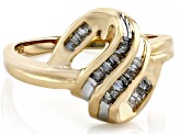 White Diamond 10k Yellow Gold Crossover Ring 0.25ctw