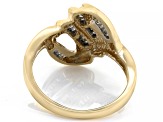 White Diamond 10k Yellow Gold Crossover Ring 0.25ctw